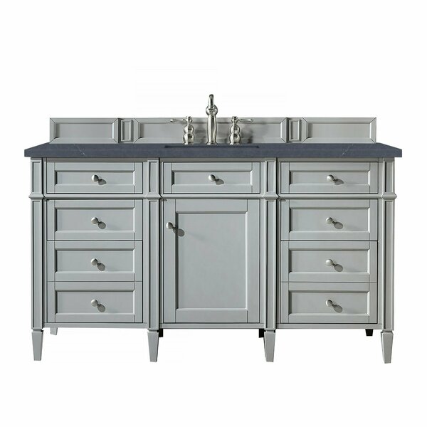 James Martin Vanities Brittany 60in Single Vanity, Urban Gray w/ 3 CM Charcoal Soapstone Quartz Top 650-V60S-UGR-3CSP